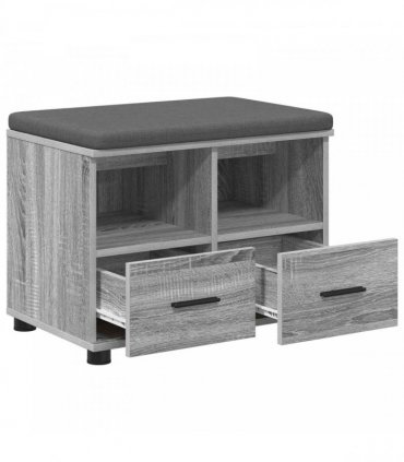 vidaXL Hall Bench with Cushion with Drawer Grey Sonoma 60 x 38 x 46 cm