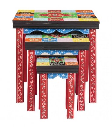 vidaXL Square Table 3 pcs Multicolour
