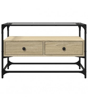 vidaXL TV Cabinet with Glass Top Sonoma Oak 80x35x51 cm Engineered Wood