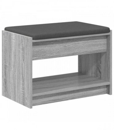 vidaXL Hall Bench with Cushion with Shelf Grey Sonoma 63 x 38 x 45 cm