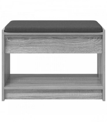 vidaXL Hall Bench with Cushion with Shelf Grey Sonoma 63 x 38 x 45 cm