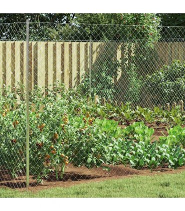 vidaXL Chain Link Fence Galvanised 2 x 10 m Glass