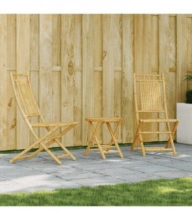 vidaXL Bistro Set | Natural Bamboo | Bamboo | 3 piece set |  Foldable