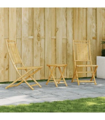vidaXL Bistro Set | Natural Bamboo | Bamboo | 3 piece set |  Foldable
