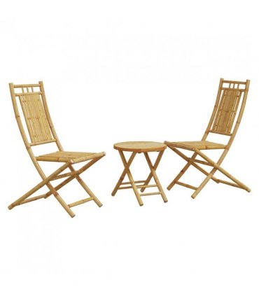 vidaXL Bistro Set | Natural Bamboo | Bamboo | 3 piece set |  Foldable