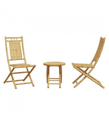 vidaXL Bistro Set | Natural Bamboo | Bamboo | 3 piece set |  Foldable