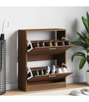 vidaXL Shoe Cabinet Brown Oak 63x24x81 cm Engineered Wood