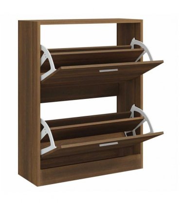 vidaXL Shoe Cabinet Brown Oak 63x24x81 cm Engineered Wood