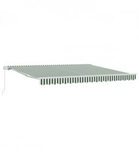 vidaXL Retractable Awning Manual Green and White 400 x 300 cm