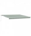 vidaXL Retractable Awning Manual Green and White 400 x 300 cm