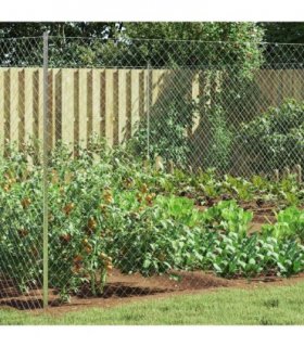 vidaXL Chain Link Fence Galvanised 2 x 20 m Glass