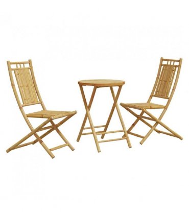 vidaXL Bistro Set | Natural Bamboo | Bamboo | Medium | Foldable | Bistro Set