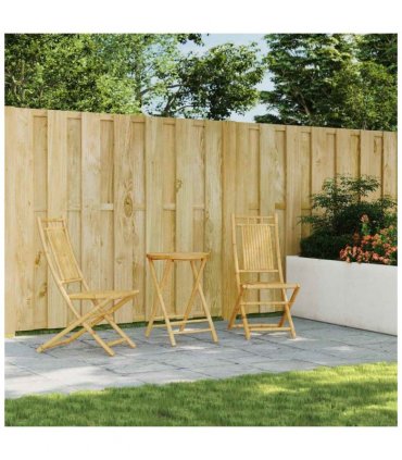 vidaXL Bistro Set | Natural Bamboo | Bamboo | Medium | Foldable | Bistro Set