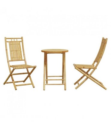 vidaXL Bistro Set | Natural Bamboo | Bamboo | Medium | Foldable | Bistro Set