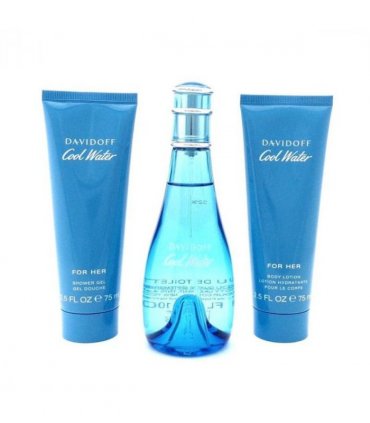 Davidoff Cool Water Gift Set (Eau De Toilette 100ml  Shower Gel 75ml  Body Lotion 75ml)