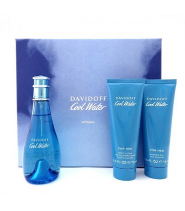 Davidoff Cool Water Gift Set (Eau De Toilette 100ml  Shower Gel 75ml  Body Lotion 75ml)