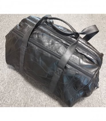Wide Opening Patchwork Leather Travel Bag