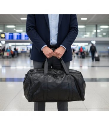 Wide Opening Patchwork Leather Travel Bag