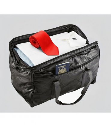 Wide Opening Patchwork Leather Travel Bag