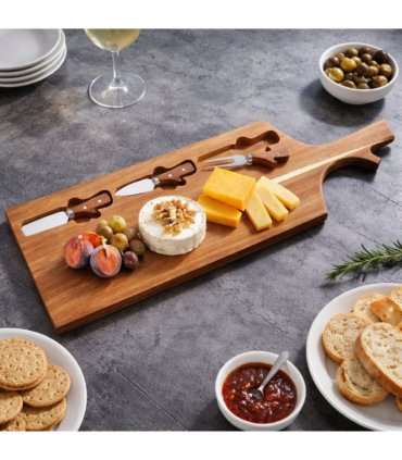 Wooden Cheese Board with Cheese Cutters A242594