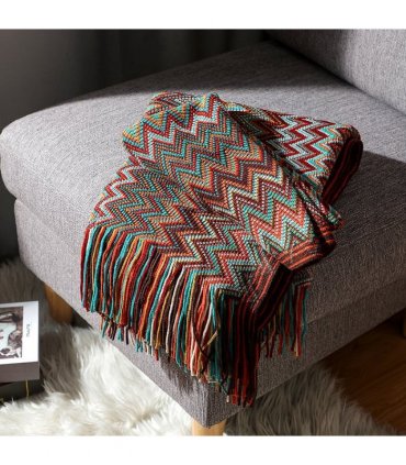 Aztec Boho Blanket  features an attractive chevron design