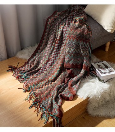 Aztec Boho Blanket  features an attractive chevron design
