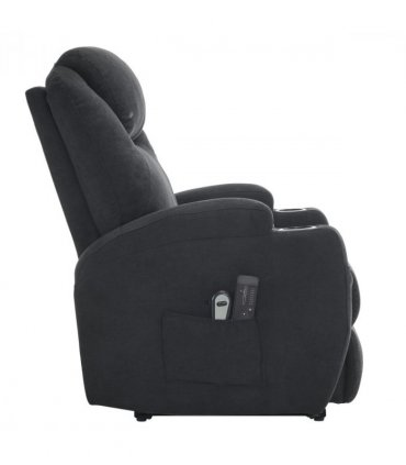 Electric Recliner Chair with 2-Point Massage & Heating, Black Fabric Indoor Functional Chair, 120kg Weight Capacity, Adjustable Reclining Chair for Living Room