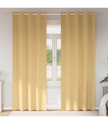 vidaXL Blackout Curtains with Rings 2 pcs Beige 260 x 140 cm Polyester
