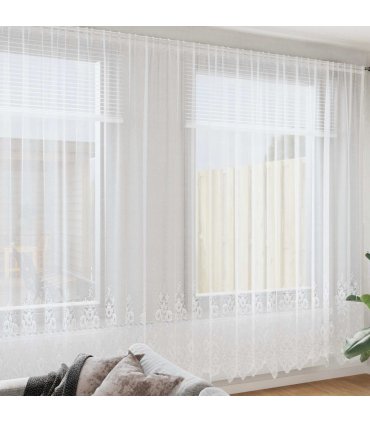vidaXL Lace Curtain with Curtains Floral White 300 x 600 cm Polyester