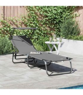 vidaXL Folding Sun Lounger Folding Grey 190 x 57 x 81 cm Oxford