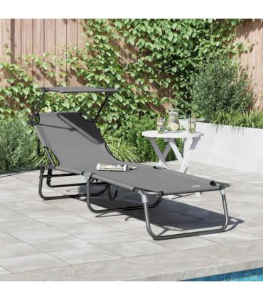 vidaXL Folding Sun Lounger Folding Grey 190 x 57 x 81 cm Oxford