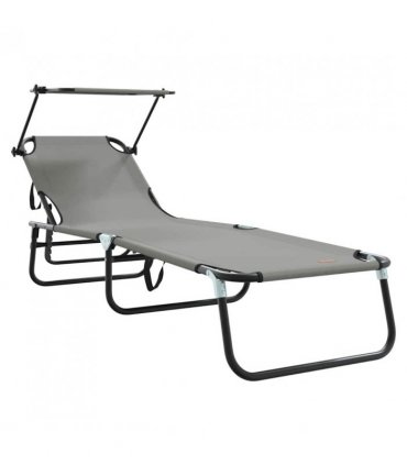 vidaXL Folding Sun Lounger Folding Grey 190 x 57 x 81 cm Oxford