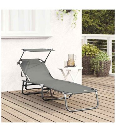 vidaXL Folding Sun Lounger Folding Grey 190 x 57 x 81 cm Oxford