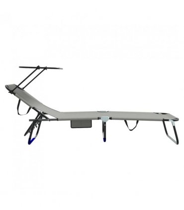 vidaXL Folding Sun Lounger Folding Grey 190 x 57 x 81 cm Oxford