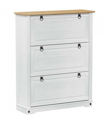 vidaXL Shoe Cabinet Corona White 99 x 32 x 122 cm Solid Pine Wood