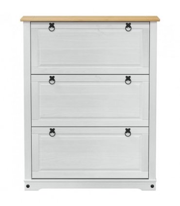 vidaXL Shoe Cabinet Corona White 99 x 32 x 122 cm Solid Pine Wood