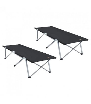 vidaXL Folding Camping Bed Folding 2 pcs Black 194 x 62.5 x 42.5 cm