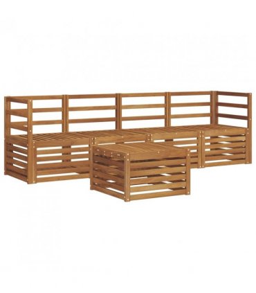 vidaXL Sofa Sets 5 pcs Natural Solid Acacia Wood