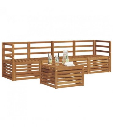 vidaXL Sofa Sets 5 pcs Natural Solid Acacia Wood