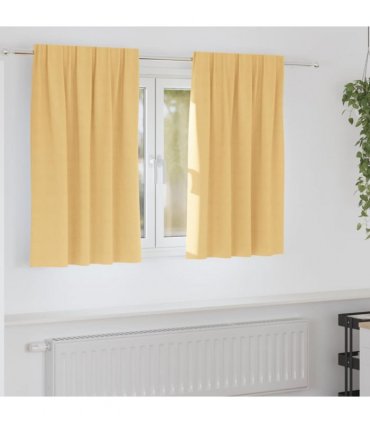 vidaXL Blackout Curtains with Rings 2 pcs Beige 140 x 140 cm Polyester