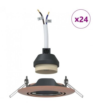 vidaXL Spotlight 24 pcs Copper 9 x 9 x 2.5 cm Metal