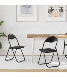 vidaXL Folding Chair 2 pcs Black 48 x 43.5 x 81 cm Faux Leather
