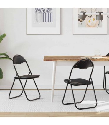 vidaXL Folding Chair 2 pcs Black 48 x 43.5 x 81 cm Faux Leather
