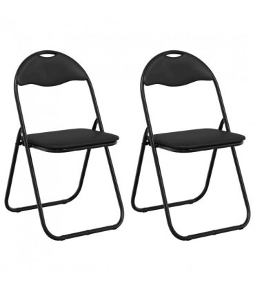 vidaXL Folding Chair 2 pcs Black 48 x 43.5 x 81 cm Faux Leather