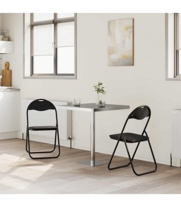 vidaXL Folding Chair 2 pcs Black 48 x 43.5 x 81 cm Faux Leather