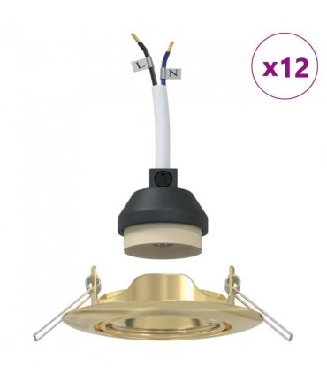 vidaXL Spotlight 12 pcs Gold 9 x 9 x 2.5 cm Metal