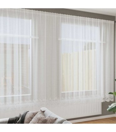 vidaXL Lace Curtain with Curtains Floral White 240 x 1200 cm Polyester