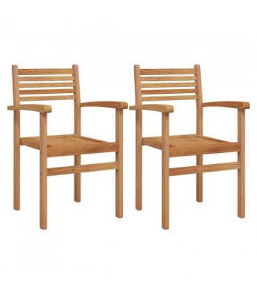 vidaXL Chair 2 pcs Brown 56 x 55 x 90.5 cm Solid Teak Wood