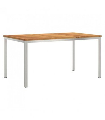 vidaXL Dining Table 150x90x75 cm Solid Acacia Wood and Stainless Steel