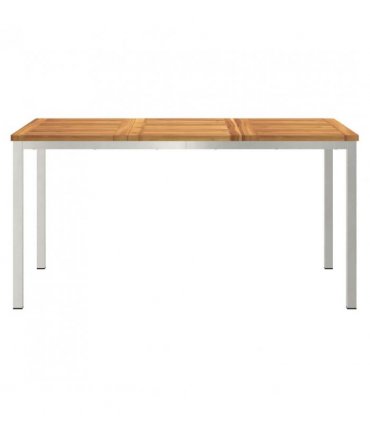vidaXL Dining Table 150x90x75 cm Solid Acacia Wood and Stainless Steel